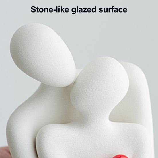 Abstrakcyjna Statuetka Przytulającej się Pary Ceramiczna Figurka Kochanków Objęcie Mężczyzny Kobiety Dekoracja Rocznica Ślubu Walentynki Romantyczny Prezent