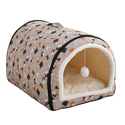 Warmes Katzenbett für den Innenbereich, geeignet für mittelgroße und kleine Haustiere, weiches und bequemes Haustierbett mit abnehmbarem Bezug, für Herbst und Winter