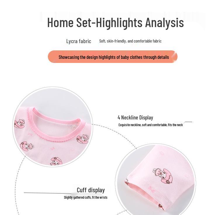 7A Antibacterial Seamless Children's Autumn/Winter Underwear Set - Small & Medium Sizes