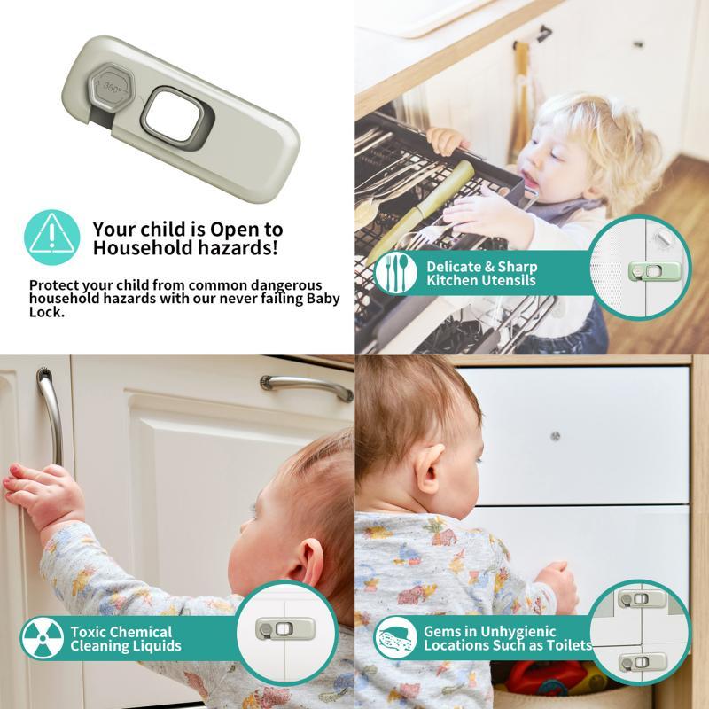 2 PCS Child Safety Cabinet Lock Security Protection Home Refrigerator Safety Buckle Baby Anti-Pinch Hand Drawer Door Locks