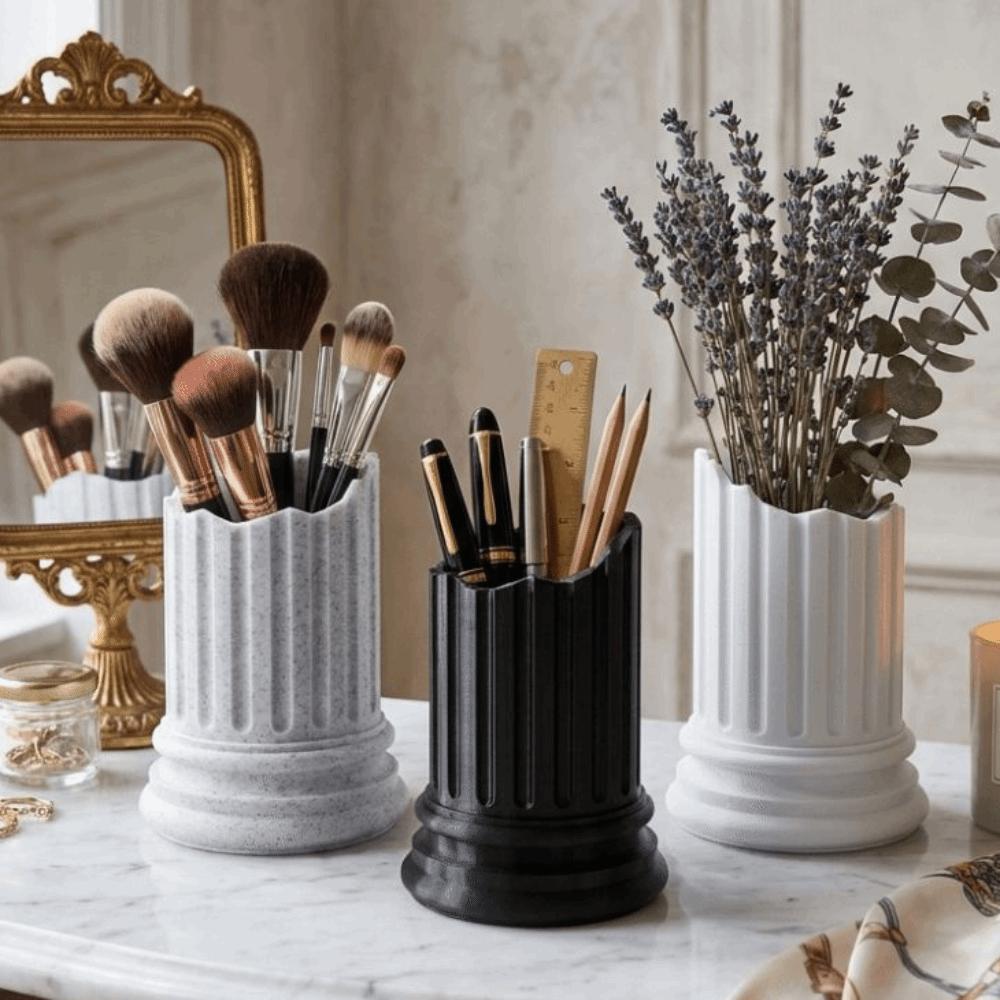 Ancient Greek Style Roman Pillar Pen Holder Roman Column Storage Box Makeup Brush Storage Stone Pillar Irregular Pen Container