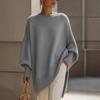 Women's Crew Neck Long Sleeve Knit Top Loose Fit Casual Solid Thick Faux Cashmere Oversized Pullover