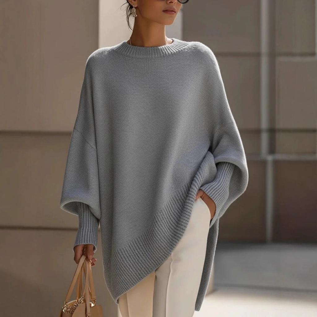 Women's Crew Neck Long Sleeve Knit Top Loose Fit Casual Solid Thick Faux Cashmere Oversized Pullover