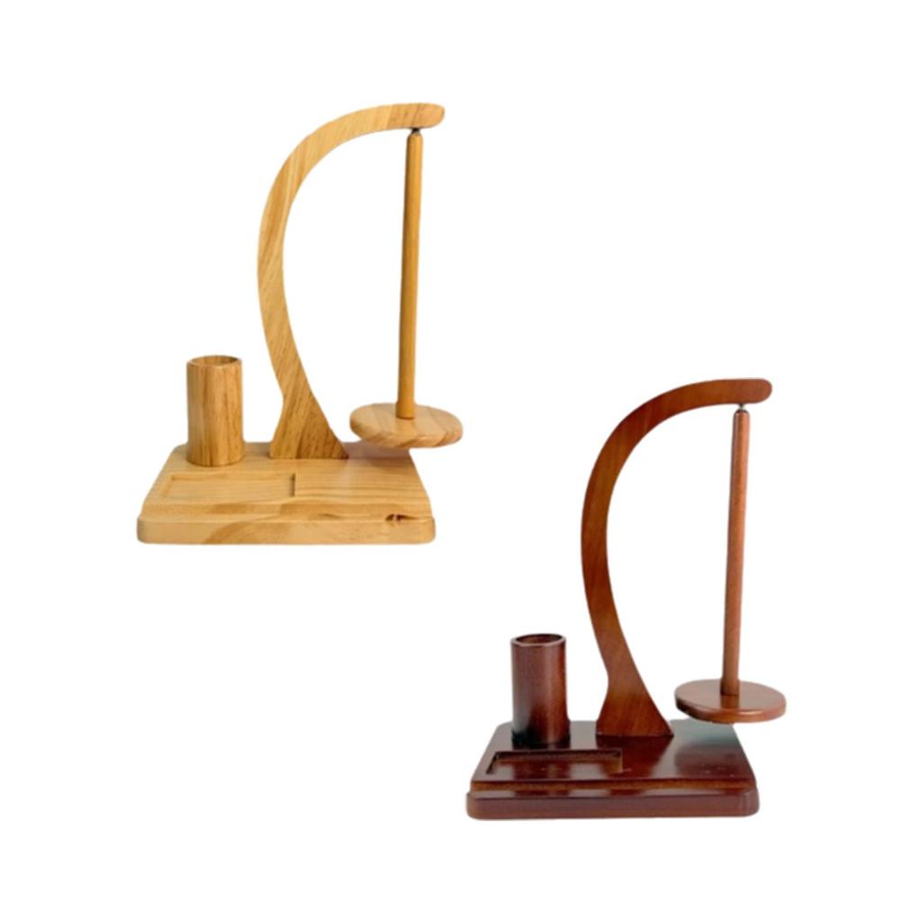 Crochet Yarn Holder Wood Yarn Dispenser Practical Stable with Phone Holder Rotating Spool Turning Tool Storage Rack