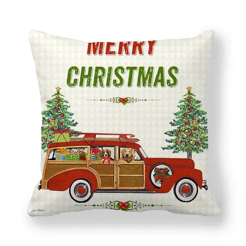 Christmas Decoration Cushion Watercolour Tree Snowman Red Pink Throw Pillow Home Decor Decor Pillowcase