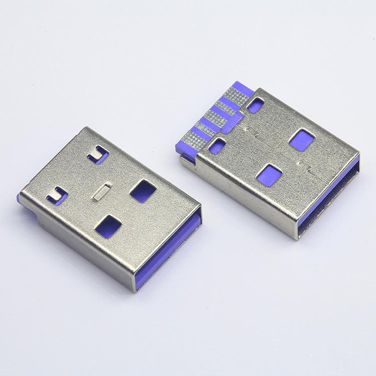Purple High-Current USB 5-Core Male Connector for Charging and Data Cables