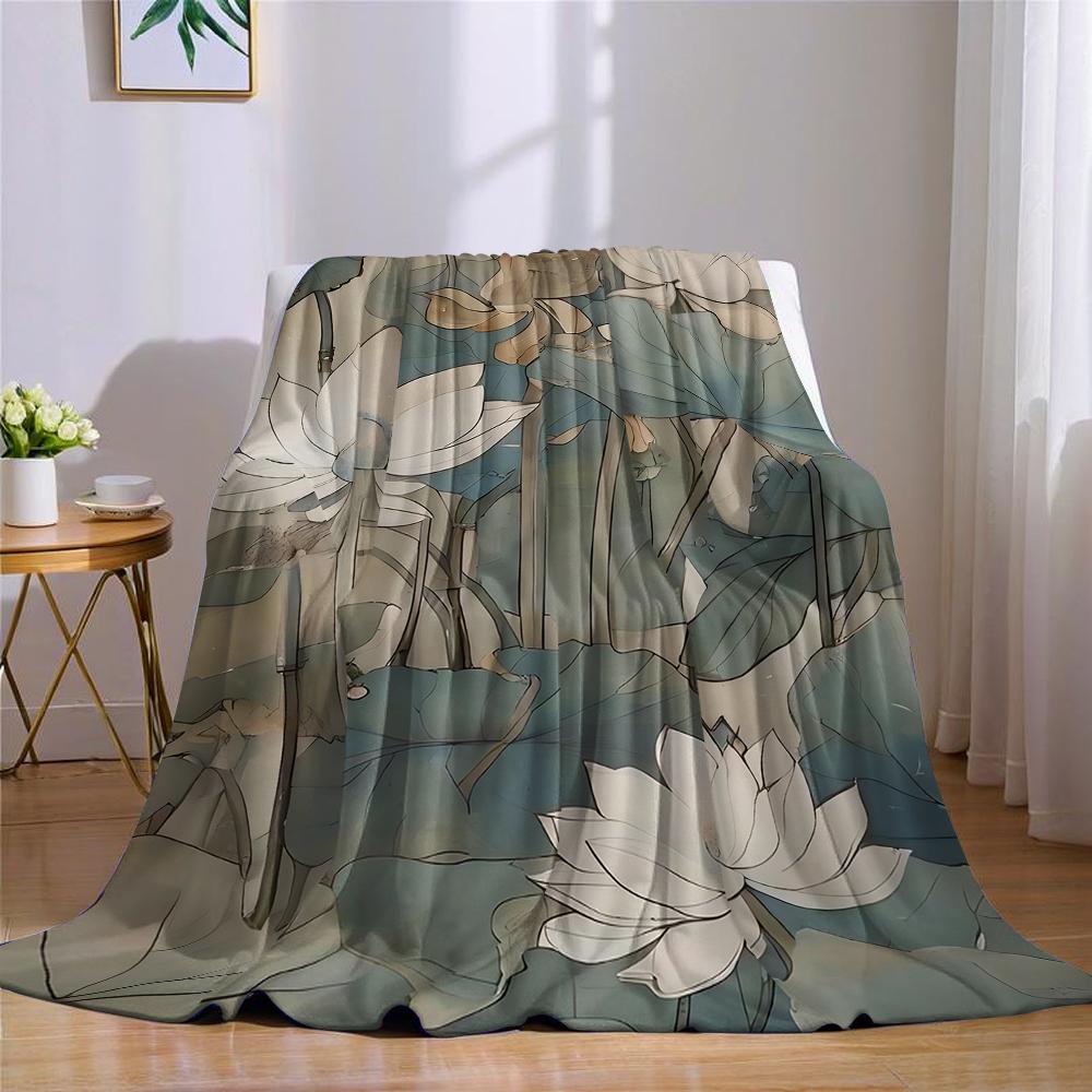 Lotus Haze Flannel Blanket Warm Soft Halloween Christmas Couch Warm Cozy Decorative Decor Gift for All Season