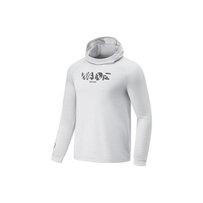 Li-Ning Wade Series Logo Print Fleece-Lined Slim Fit Pullover Hoodie Men Hoodie Floral-Grey River-Stone-Grey AWDT917-2