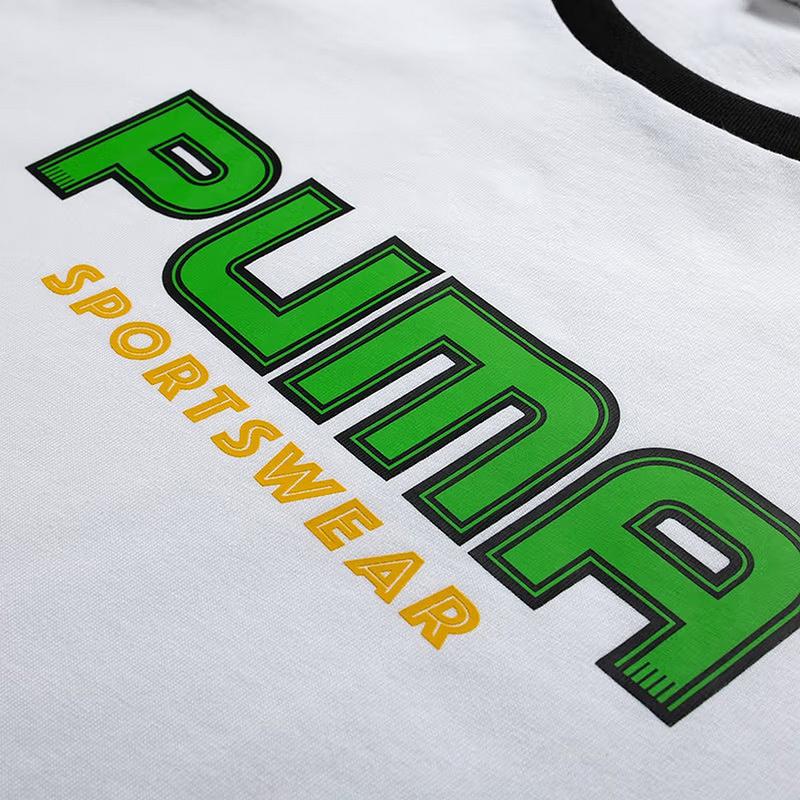 Puma Ss25 Letter Round Neck Breathable Raglan Short Sleeve T-Shirt Unisex T-Shirt White 631723-02