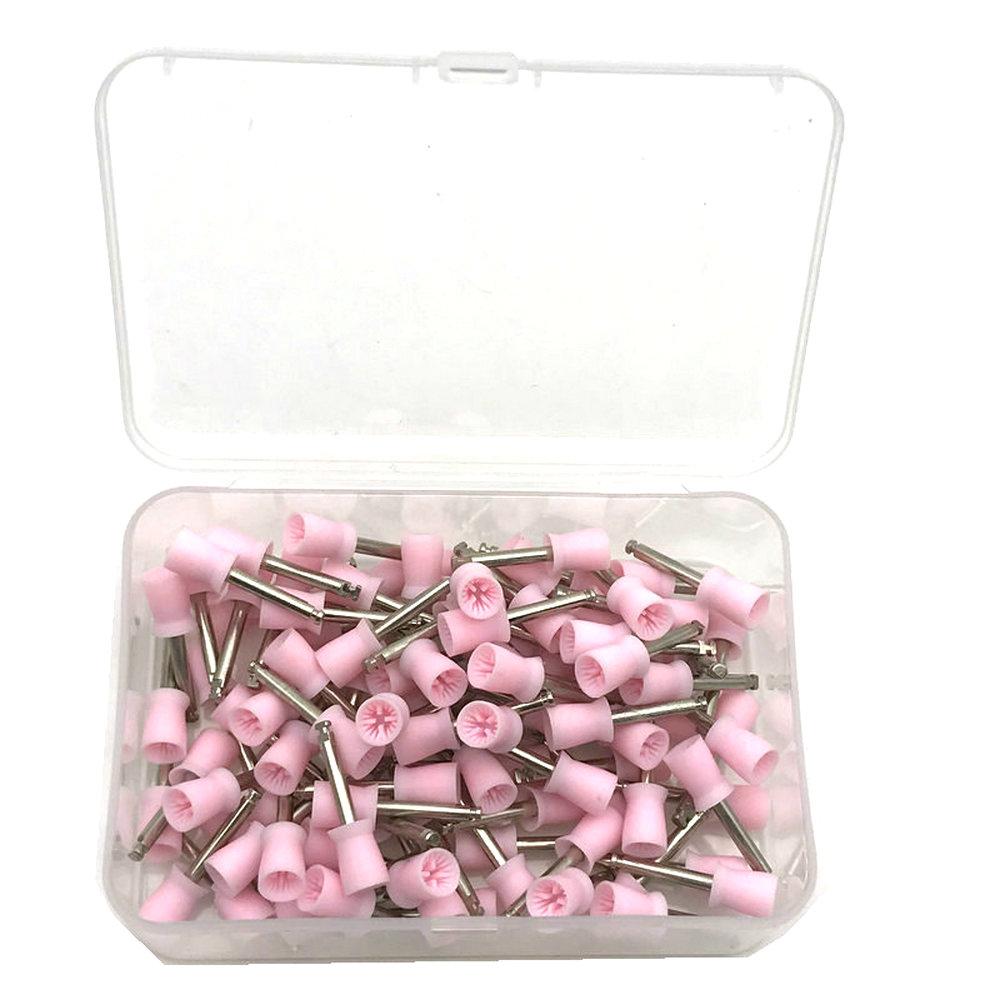100pcs Dental Prophy Brushes Polishing Polisher Rubber Cup Disposable Latch Type Colorful Buff Nylon Bristles Brush