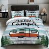 3-piece set,happy camper and forest pattern printed bedding set, queen, king, double bed, party  funny and creative bedding set