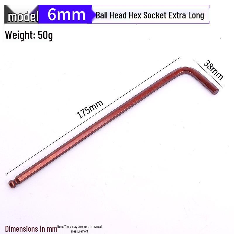 Antik Bronze Rot Extra Lang L-förmiger Kugelkopf S2 Sechskantschlüssel Gehärteter Sechskantschlüssel