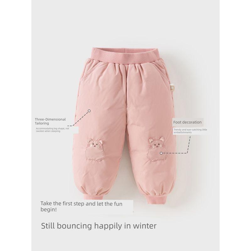 David Bella Boys' down Pants 2026 Winter New Style Girls' Class a Waterproof Pants Children's Warm Jogger Pants