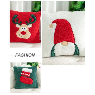 Christmas Plush Sofa Pillowcase Comfortable Pillow Case with Santa Claus, Snowman and Christmas Tree 3D Patterns Pillow Cover