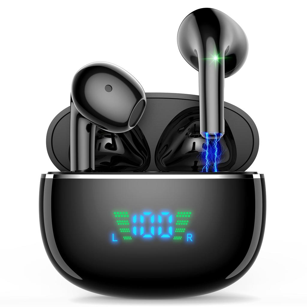 New Bluetooth Wireless Bluetooth Earbuds 6 Hours of Playtime with Charging Deep Automatic IPX4 LED Display to Show Battery Separate Left and Right