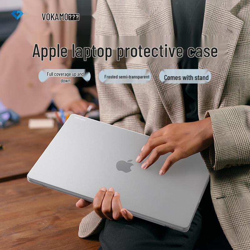 VOKAMO Frosted Translucent MacBook Protective Case with Stand 14.2-inch Pro