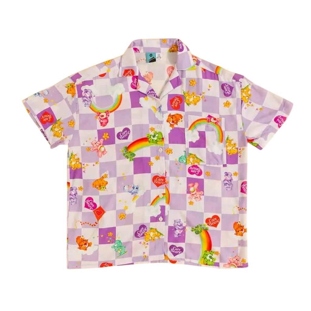 Care Bears Unisex Adult Checked Button Front Short-Sleeved Shirt