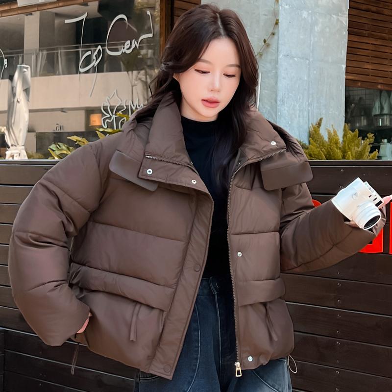 Módní zimní bundy dámské krátké parky s kapucí volné silné teplé svrchní oděvy ležérní dámské kabáty