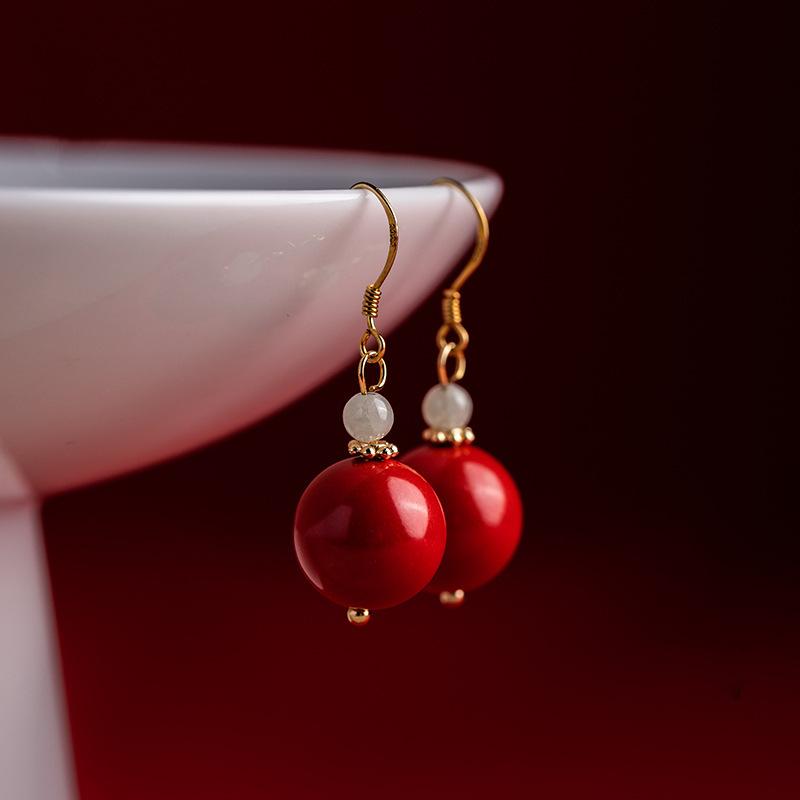 

Red sand s9Silver earrings, ethnic style red earrings for women, earrings and ear pendants 925Silver plated with gol