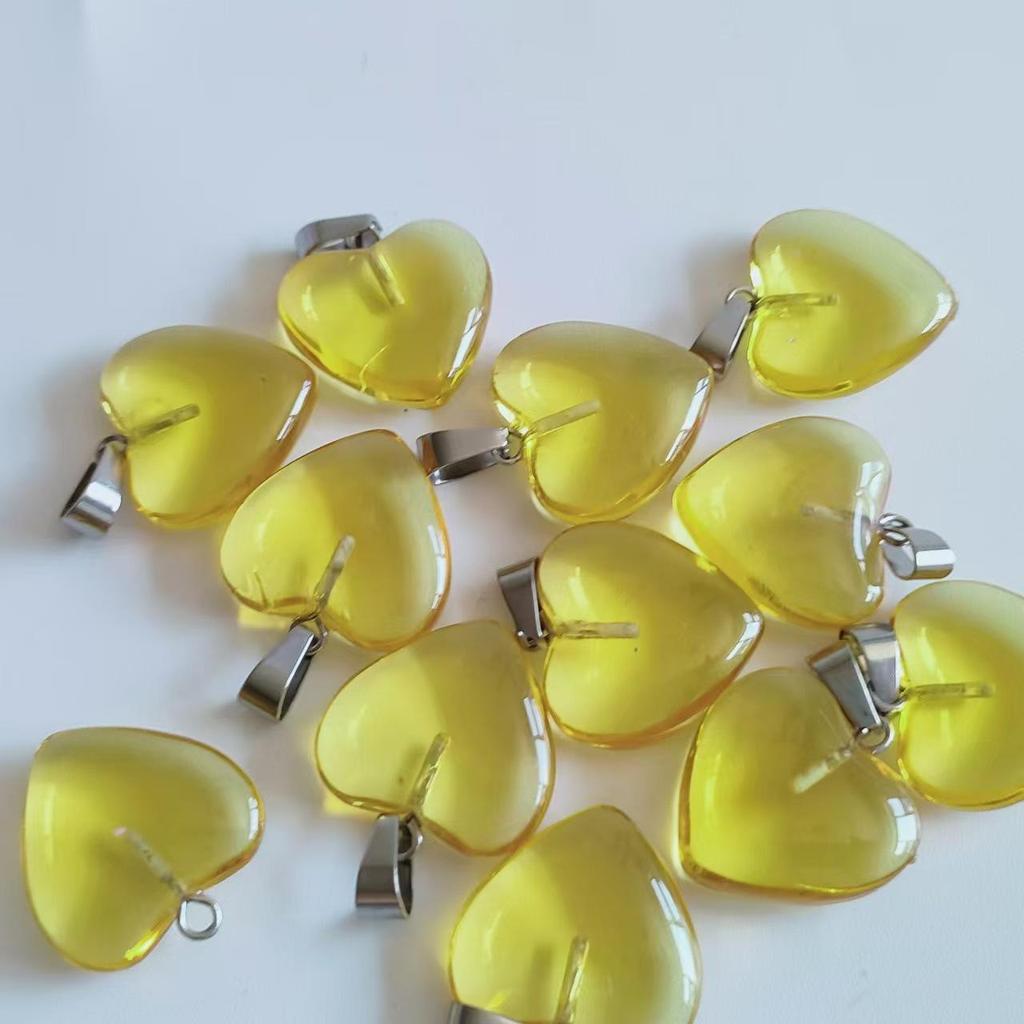 Heart-Shaped Natural Agate Pendant Necklace - 20mm Crystal Stone