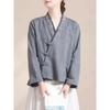 Chinese Style Retro Placket Embroidered Tray Long-sleeved Cardigan Women's Casual Loose Spring Autumn Top