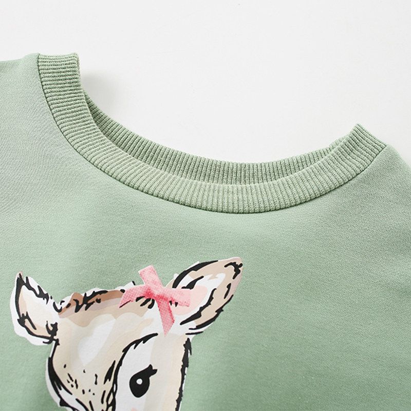 Girls' Long-Sleeved Sweatshirt Spring & Fall 2025 New Pure Cotton Off-Shoulder Fashionable Animal Print Casual Kidsren's Baby Top