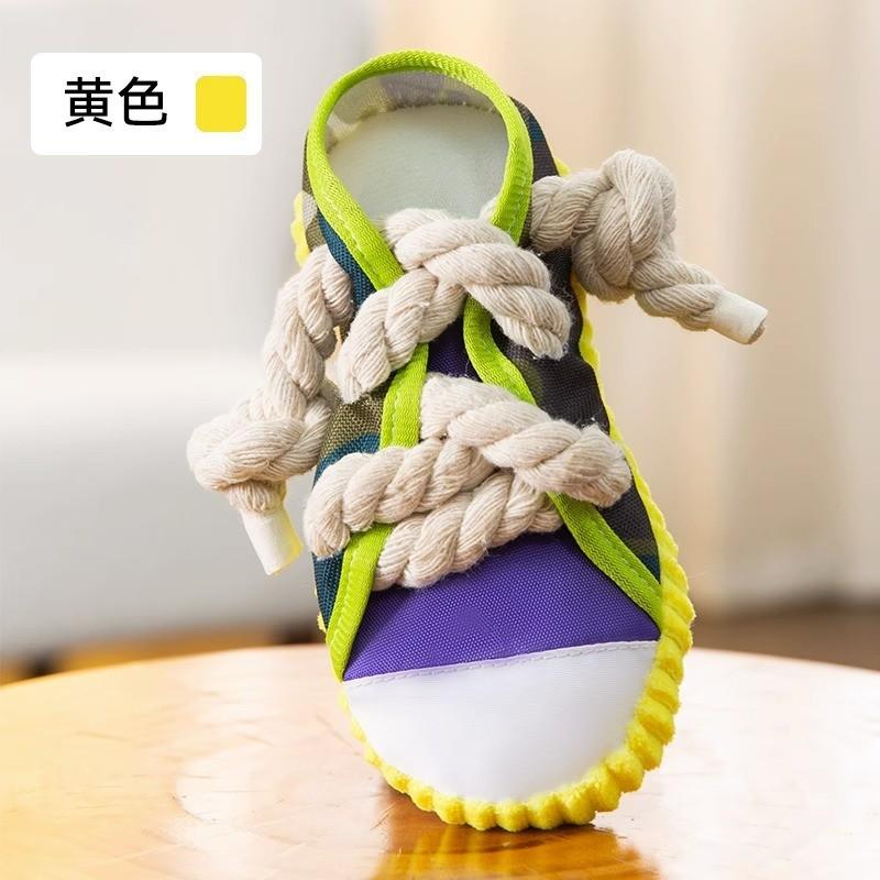 Dog Toys Shoes Pet Cotton Rope Slippers Sound Making Toys Teeth Cleaning Built-in BB Airbag Round Ball Bell Various
