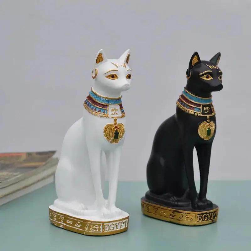 Statua Forma Gatto Egiziano Resina Decorazione Vintage Casa Auto Scrivania Ornamento Statuette Miniature Decorazione Artigianato Decorazione Casa