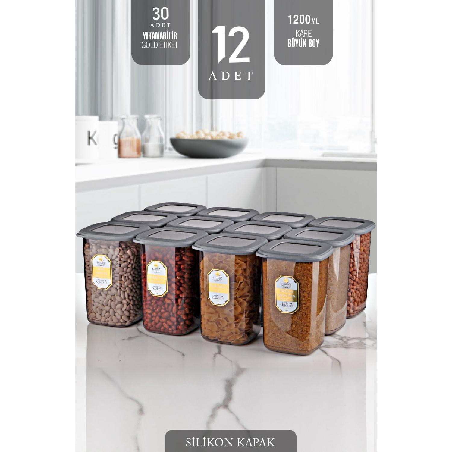 

Набор из 12 больших контейнеров для хранения пищевых продуктов Bony с золотой маркировкой, 1200 мл — супер набор