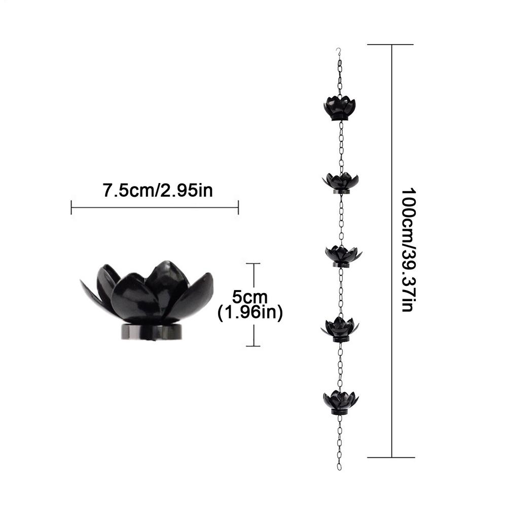

Outdoor Iron Lotus Rain Chains Decorative Flower Shape Gutter Chain Downspout For Home Exterior Garden Yard Landscape чёрный