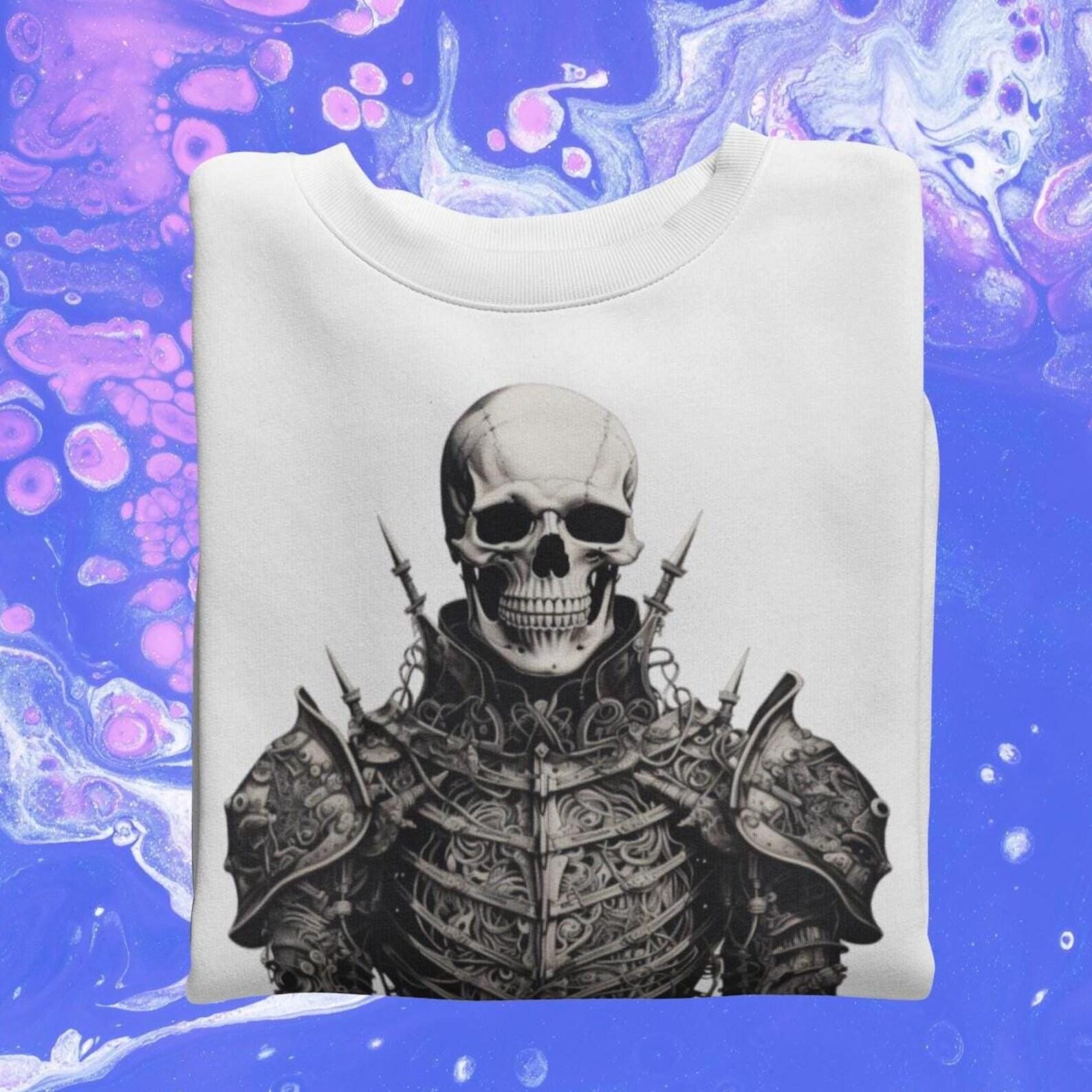 Gothic Knight T-shirt: Dark Fantasy Skeletal Warrior Art 4XL