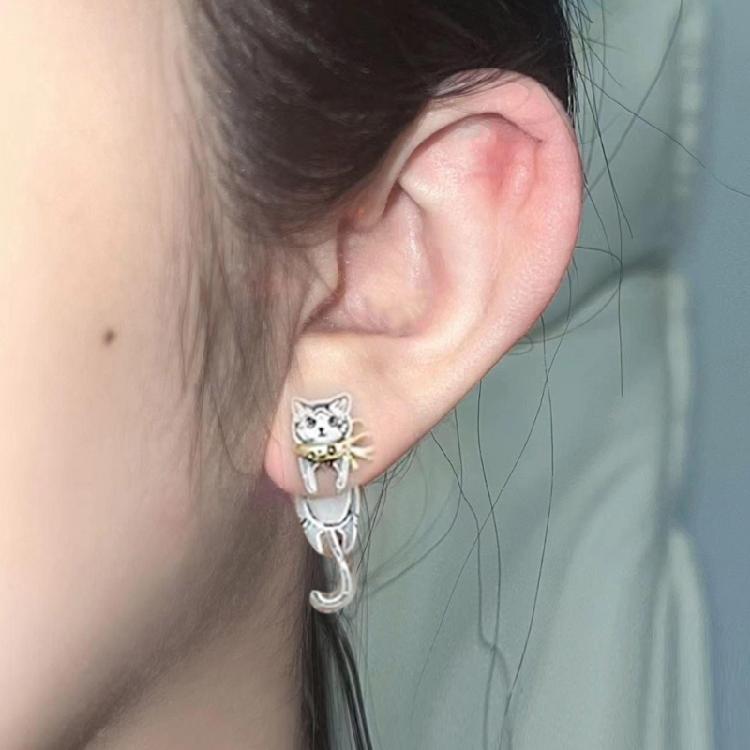 Stilvolle asymmetrische Katzen-Ohrringe, gefertigt aus robusten Legierungsmaterialien für lange Nutzungsdauer, Komfort und Freizeitkleidung