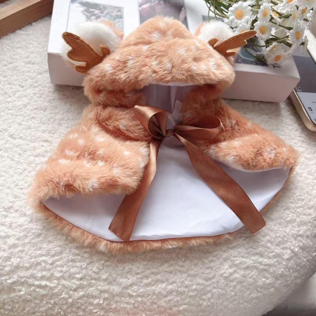 Reindeer Cloak Costume Set for Pets – Warm Christmas Cape with Hat for Dogs & Cats