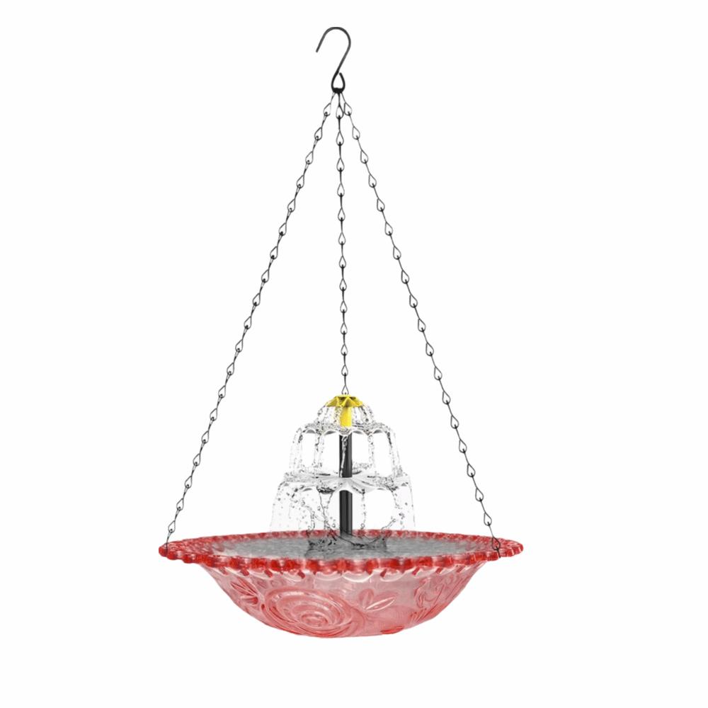 

Creative Solar Bird Bath Floating Water Feature Hummingbird Bathing Bowl Home Garden Double Layer Pink
