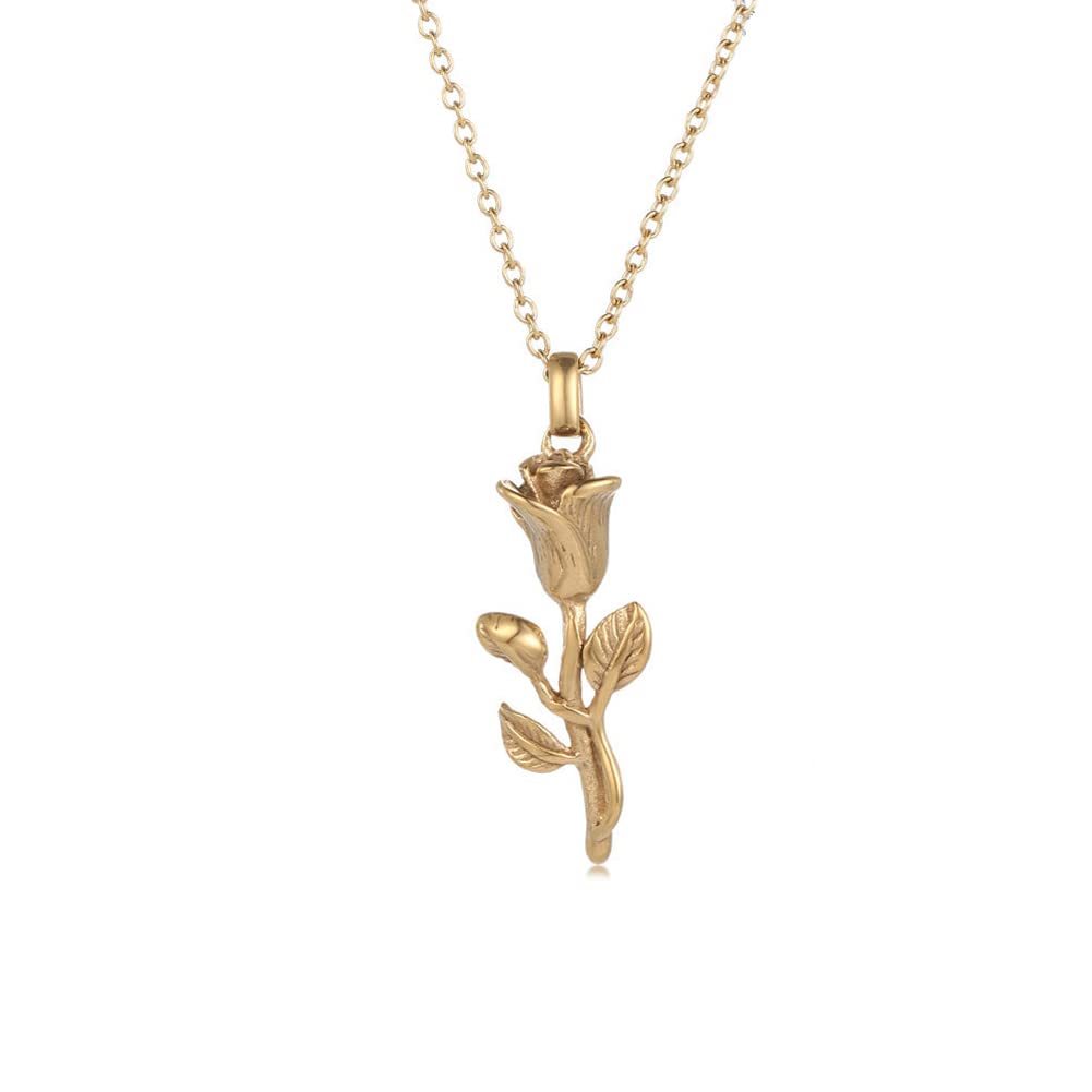 

Rockyu Rose Necklace for Flower Long Popular Accessory Women, Gold, Cute, Popular, Pendant, Chain, Cool, Alloy, Hypoallergenic, золотий