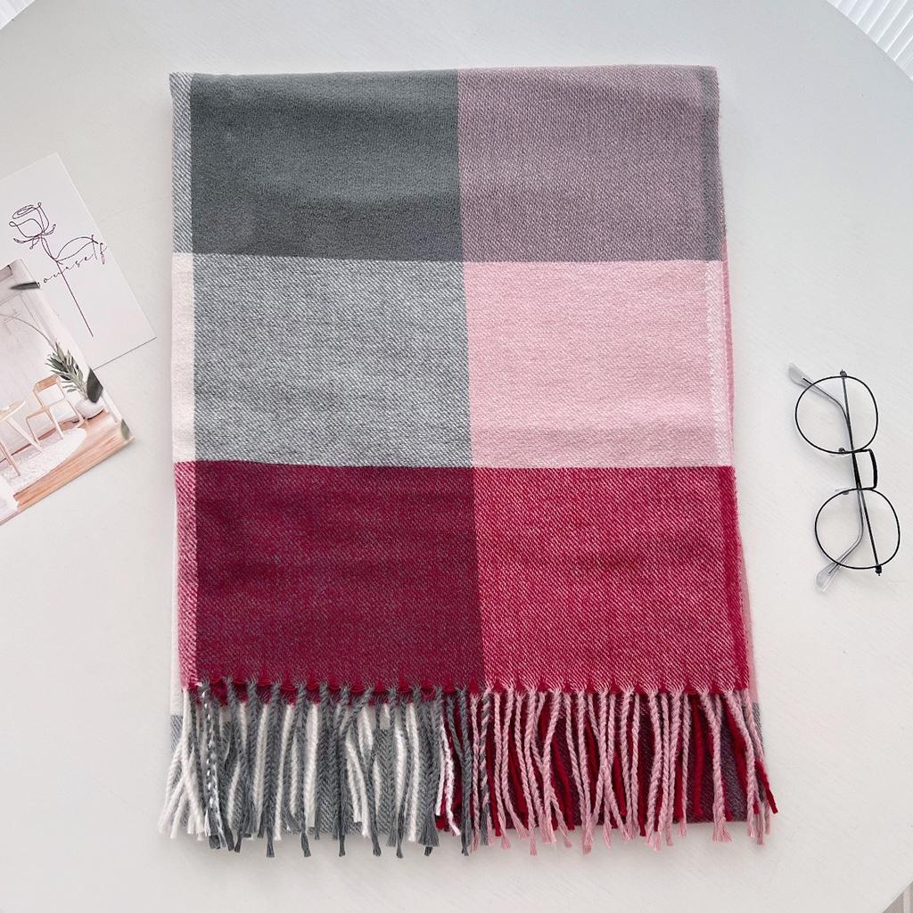 Scarf New imitation cashmere color plaid scarf female Korean version autumn and winter plaid scarf fringed shawl scarf