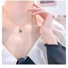 Simple Design Emerald Zircon Pendant Diamond Inlaid Titanium Steel Necklace For Women