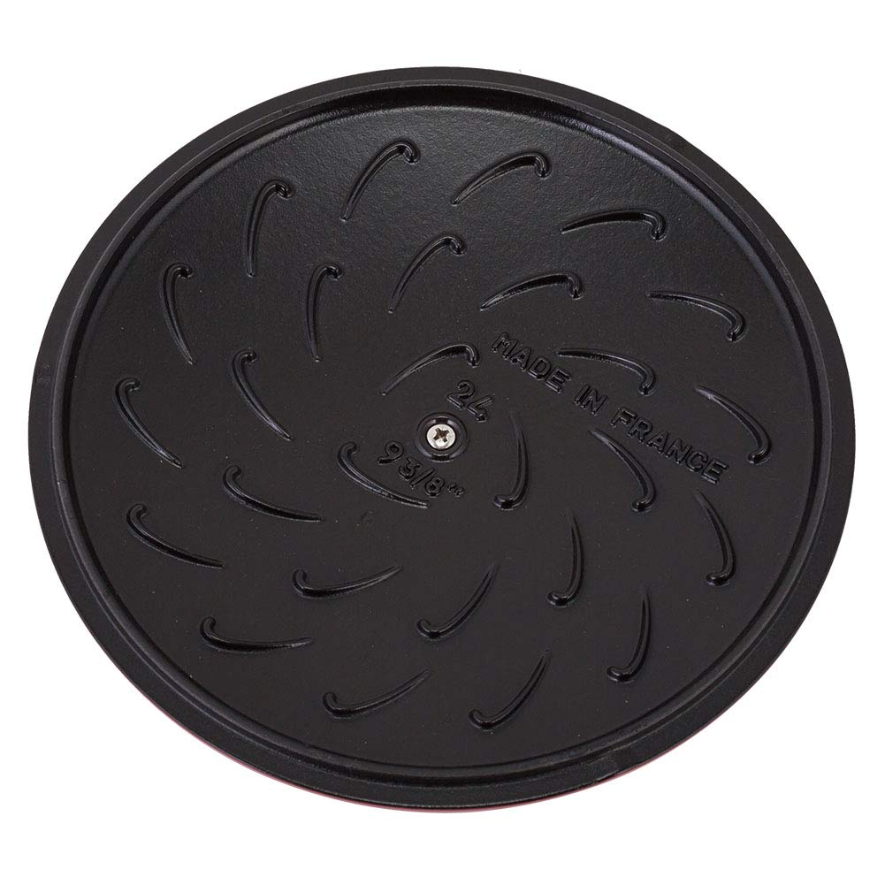 Staub Braiser Induction Braiser with Chistera Drop Structure Round Cherry Sauté Pan, 24cm, Compatible, Enamel, Double-Handled, Stylish, Insulated,