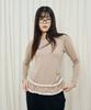 Mihebeu Double Lace Shirred Long Sleeve Beige