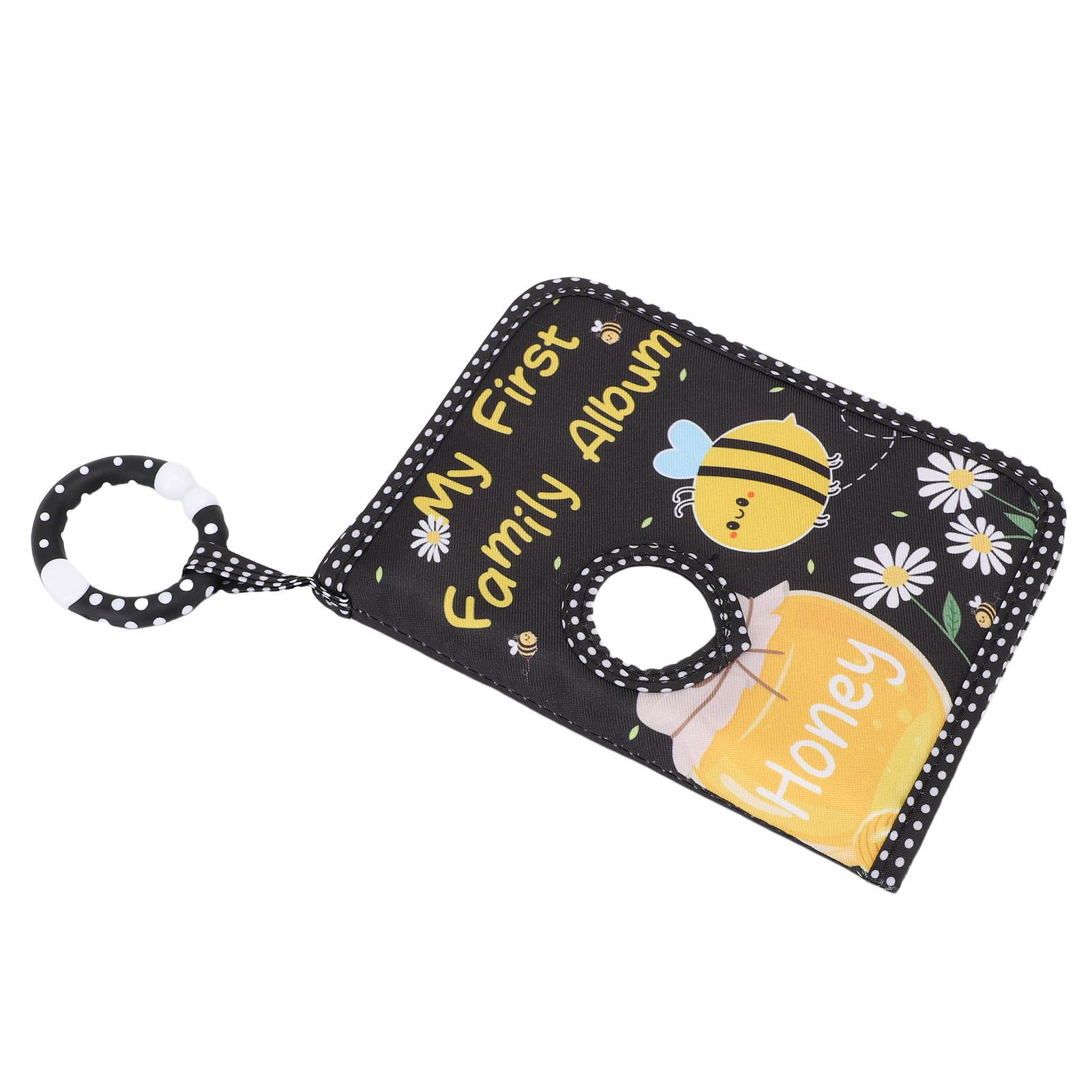

Baby Soft Photo Album Black Color Bee Themed Toddlers Family Photo Book with Safety Mirror for Baby Growth Record