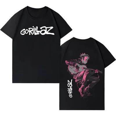 Hip Hop Gorillazs Fashion Merch Tee Shirt Unisexs Womens Double Sided Print Casual Classic Pop Music Harajuku Short Sleeve Tshrits
