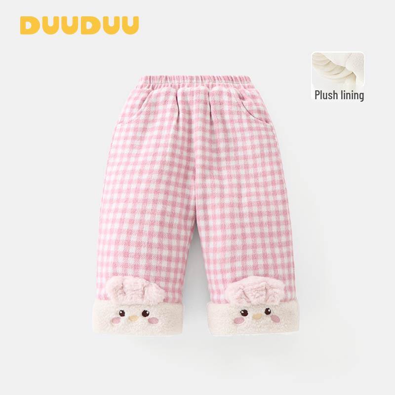 

DUUDUU Kids Quilted Velvet Warm Winter Pants - Korean Style Cotton for Girls, 2025 90cm