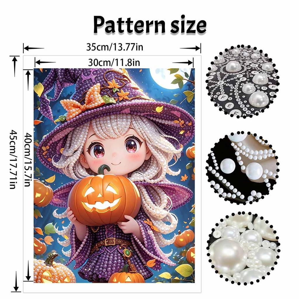 Halloween pearl painting handmade diy art witch pumpkin pearl home decoration painting