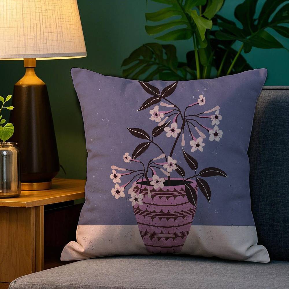 Classic Vintage Vase Pillow Case Plush Fabric Soft Double Sided Print Sofa Cushion Cover Throw Pillow Covers