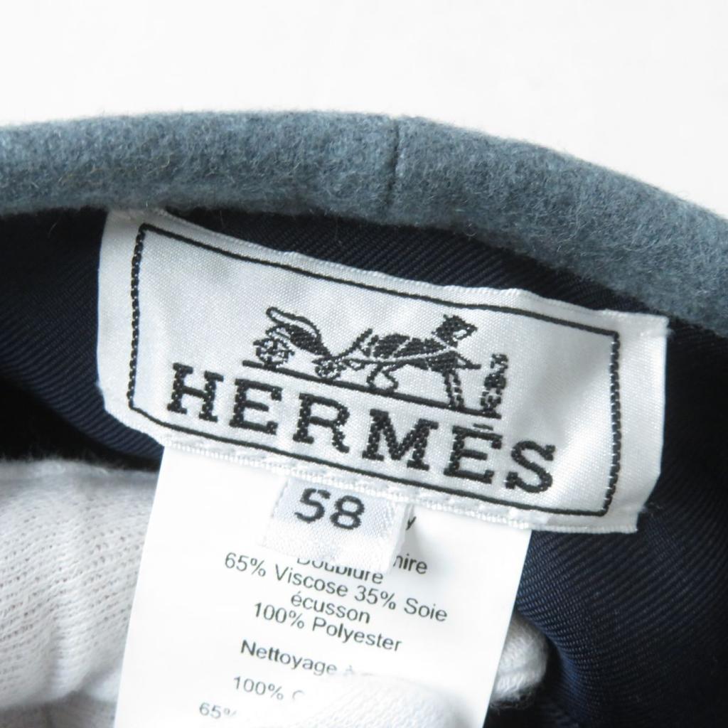 Excellent HERMES Beret Gray Cashmere Women 58 Used