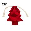 Reusable Fabric Gift Wraps Christmas Tree Shaped Bag, Drawstring Treat Goody Bags with Pompoms Decorative Xmas Accessories Bells, Winter Present