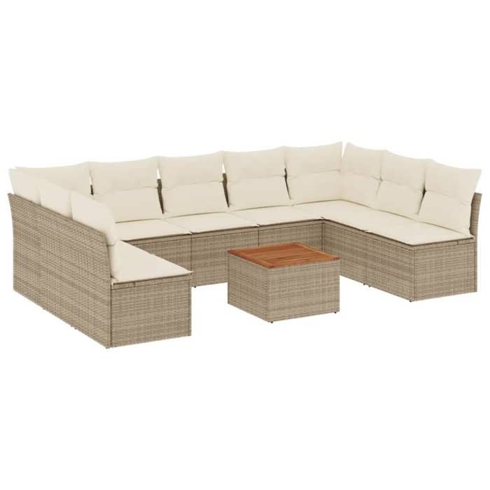 VidaXL Garden Lounge Set with Cushions 10 Pcs Beige Braided Resin 3223790
