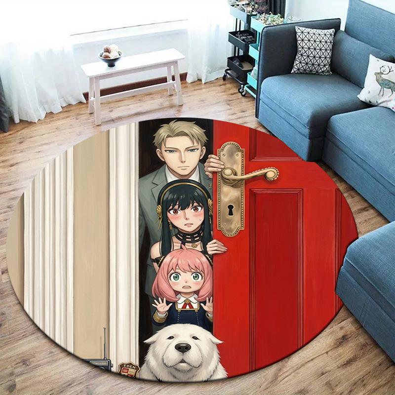 Spy Family Round Area Rug Carpet Rug For Living Room Bedroom Sofa Playroom Decor Nonslip Floor Mat