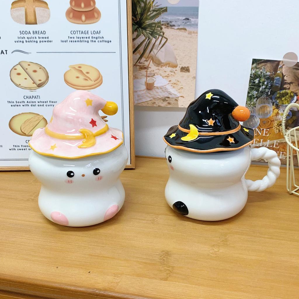 Ghost Mug with Lid Strange Cup Ceramic Gift for Girls Birthday Gift Children's Hand Gift Water Cup