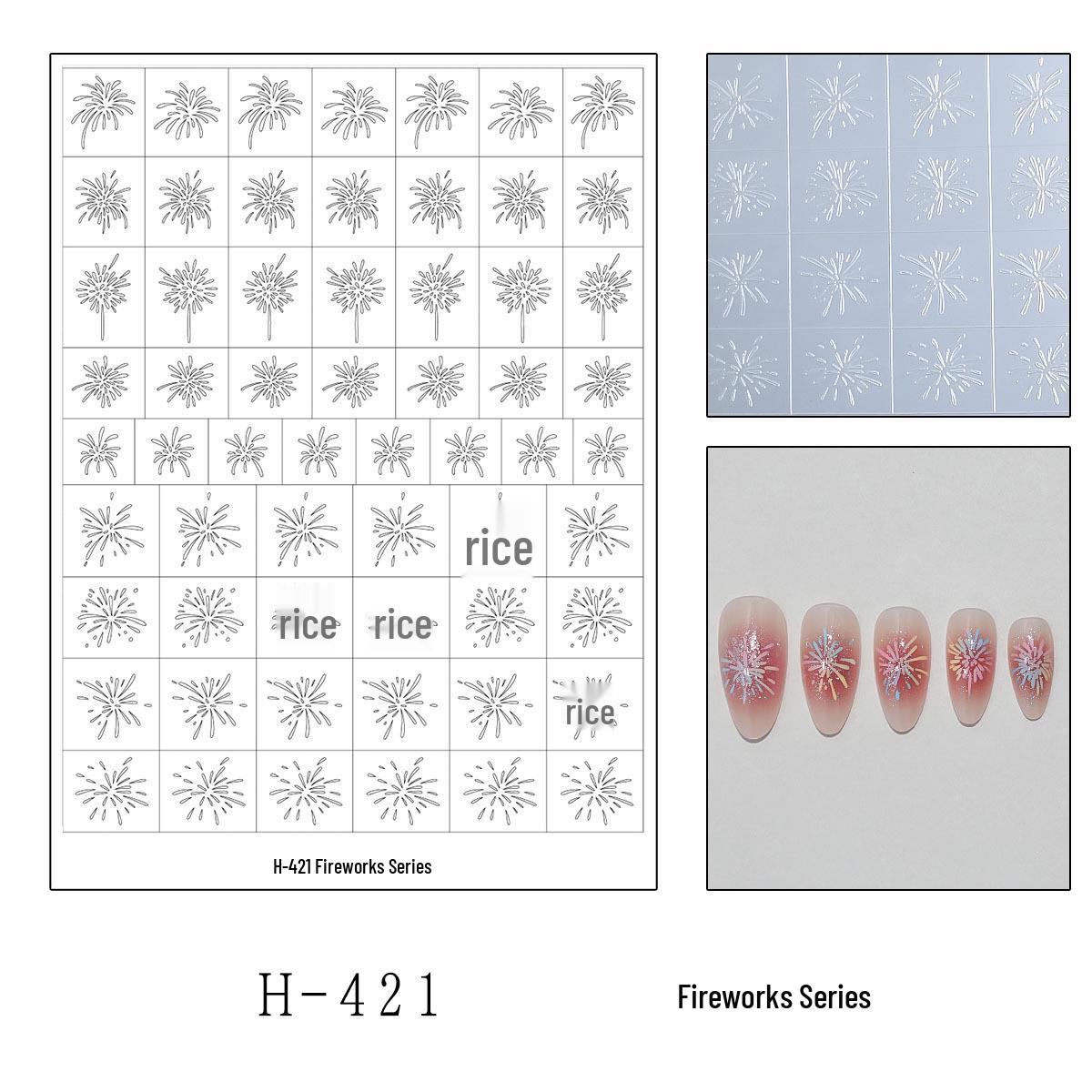 Transparent Snowflake Hollow Nail Stickers: Christmas Fireworks Design Adhesive Decorations